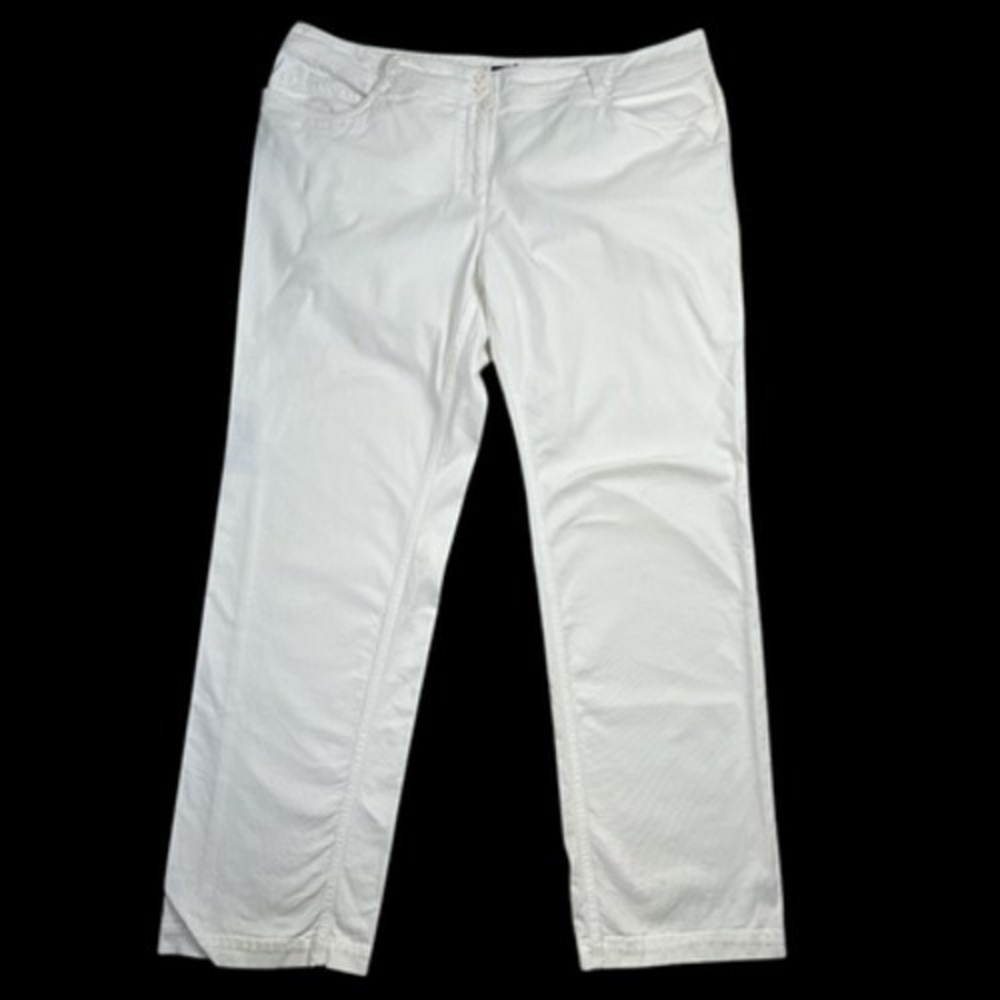Eileen Fisher Pants Women XL White Org. Cotton Stretch Straight Summer Capsule‎